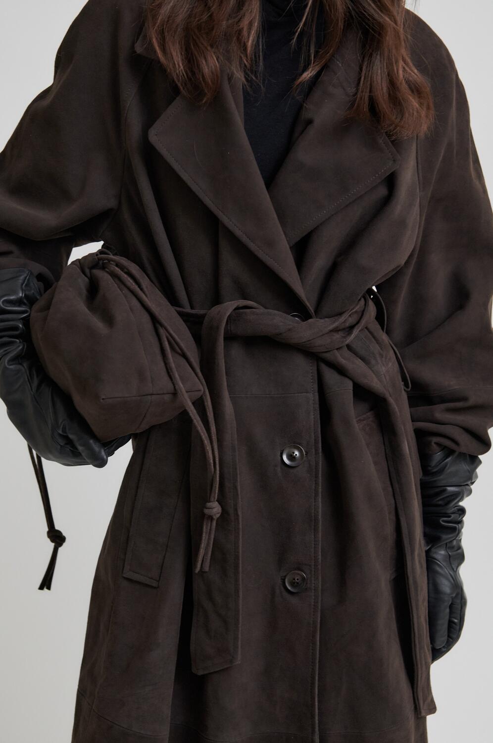 Noomi Suede trenchcoat - Chocolate Plum
